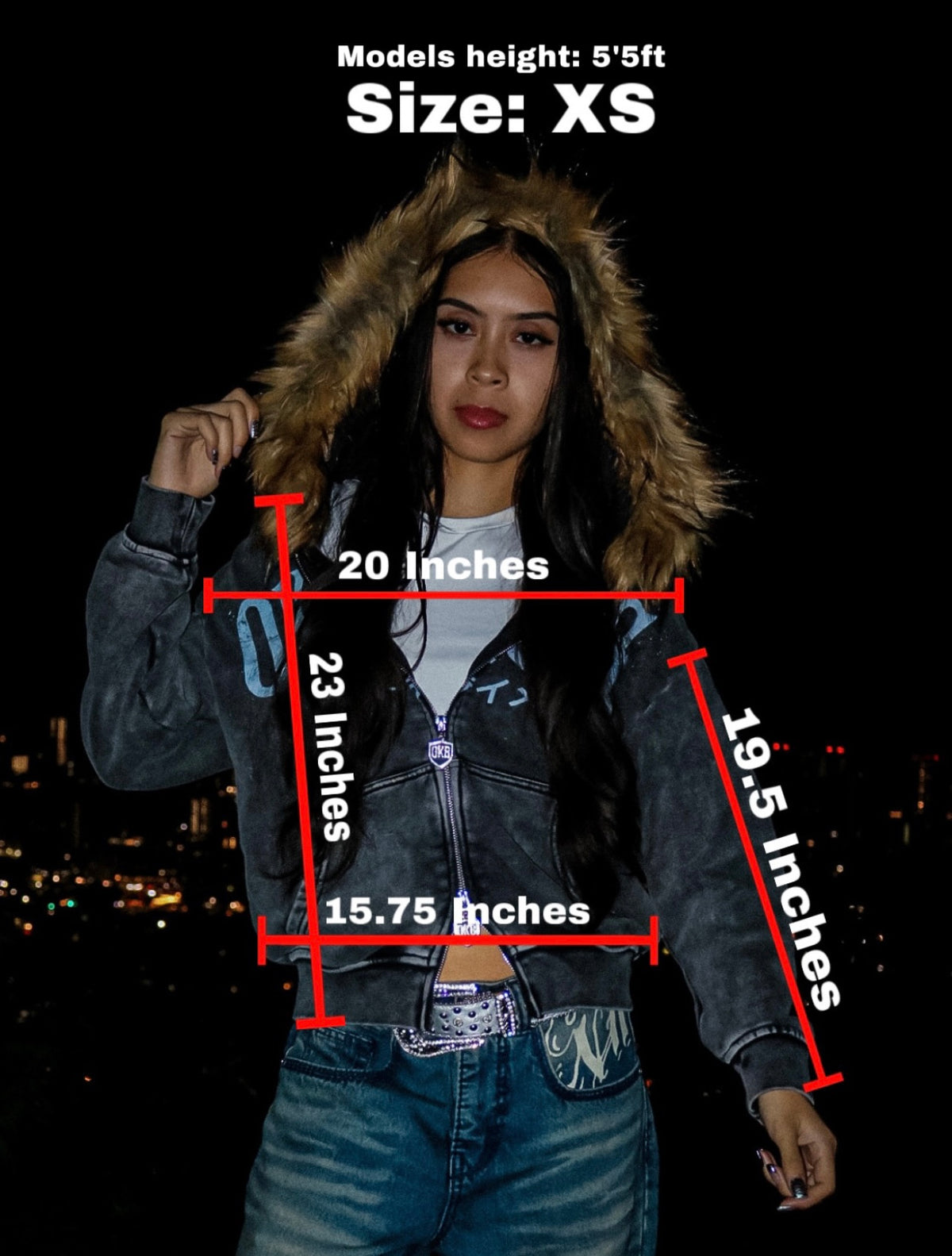Okiboyz Stoned Wash Detachable Fur Hoodie